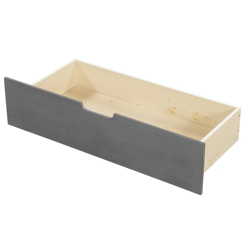 Vinsetto Twin Size Wood Daybed with 2 Drawers, Rustic Guardrail, Solid Pine Wood and MDF, 77.5" L x 42" W x 33.5" H, Grey