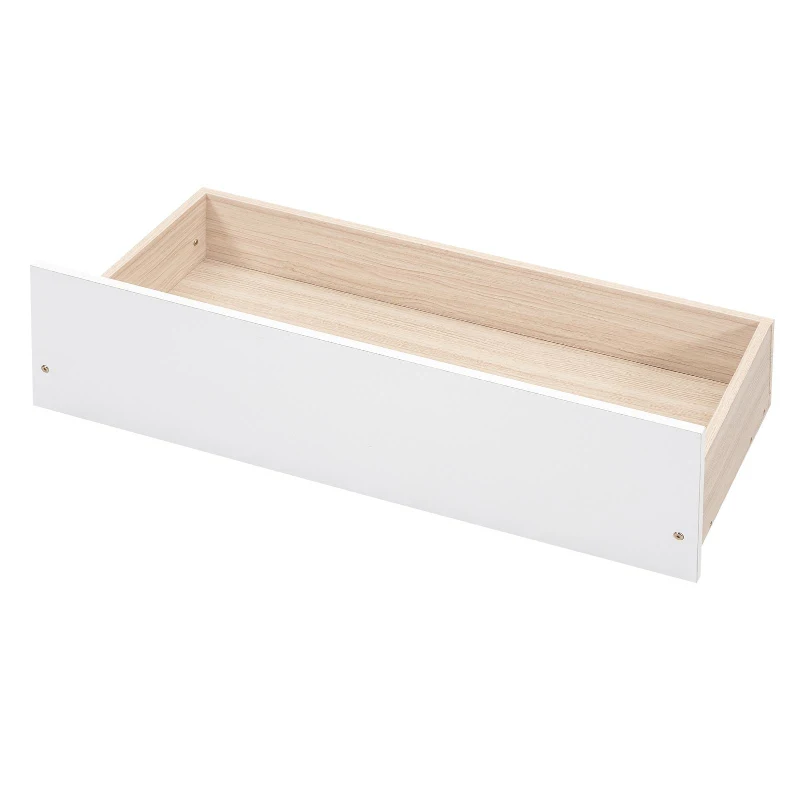 Vinsetto Full Size Platform Bed with Storage Headboard, Charging Station, and 4 Drawers, Solid Wood and MDF, 85" L x 55" W x 48" H, White