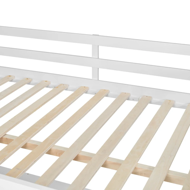 Full Size Loft Bed with U-shaped Desk, Drawers, Storage Shelves, and Sturdy Wood Frame, 77.5" L x 70" W x 75.5" H, White