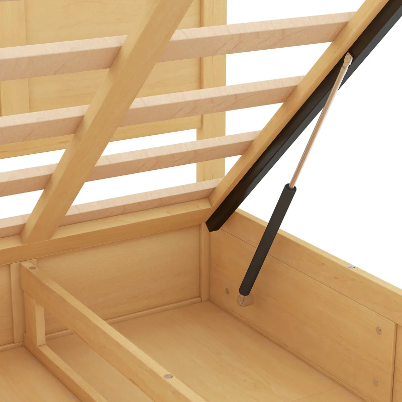 Queen Size Wood Platform Bed with Underneath Storage, 2 Drawers, and Sturdy Wood Frame, 82" L x 63.5" W x 37.5" H, Natural