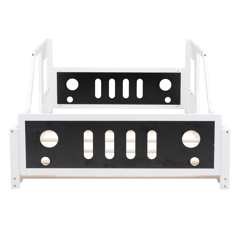 Full Size Classic Car-Shaped Platform Bed with Wheels, Sturdy Pine Wood and MDF Frame, Easy Assembly, 77.5" L x 57" W x 32" H, White