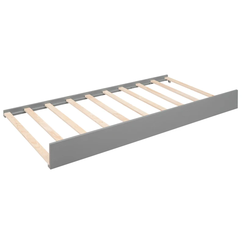 Twin XL Wood Daybed with 2 Trundles, 3 Storage Cubbies, Free Light and USB Charging, 82" L x 129.5" W x 35.5" H, Gray