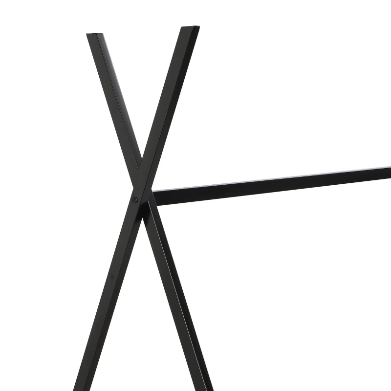 Metal Twin Size House Platform Bed with Triangle Structure, Sturdy Frame, and Safety Railings, 78" L x 41" W x 63" H, Black