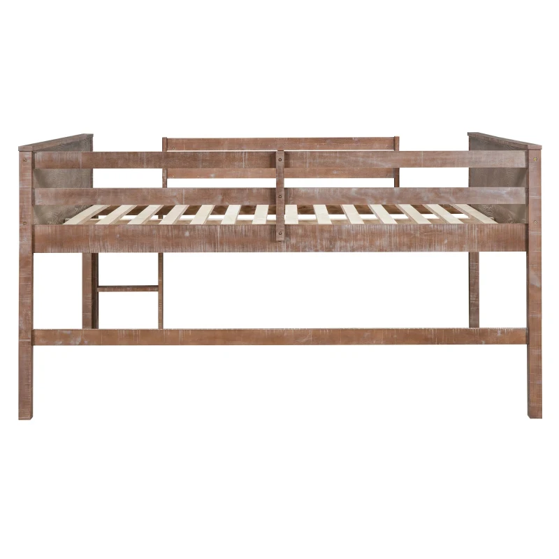 Wood Twin Size Loft Bed with Hanging Clothes Racks, Guardrails, and Playful Space, Solid Pine Construction, 79" L x 42" W x 42.5" H, Natural