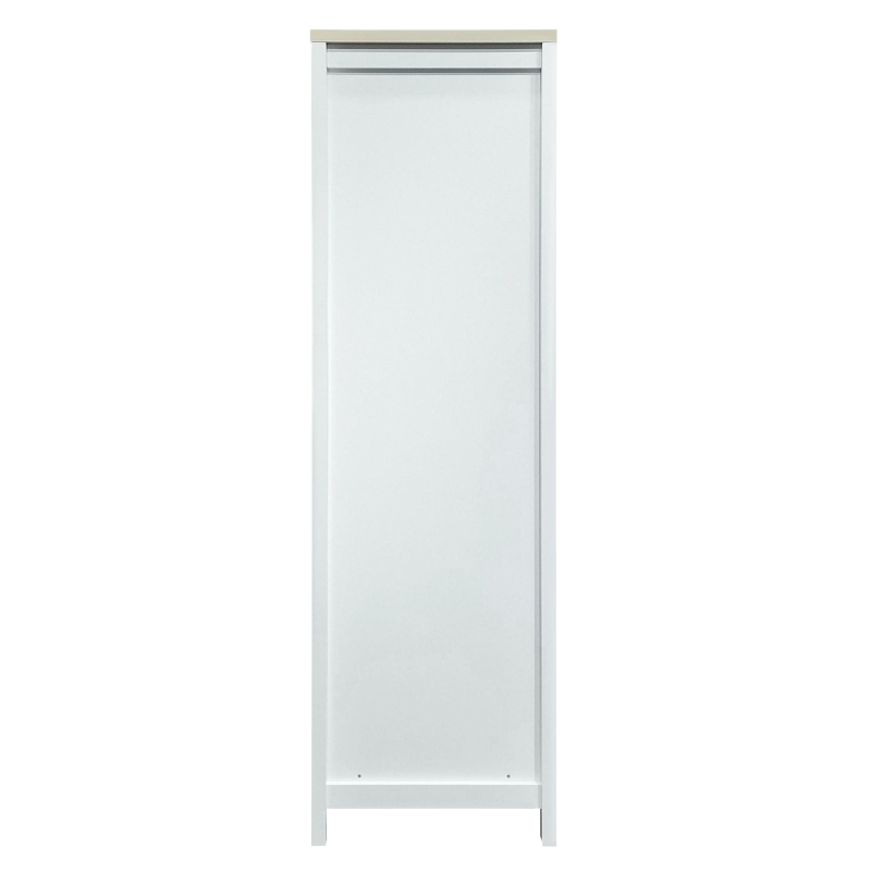 Bedroom Storage Wardrobe with Hanging Rods, 2 Drawers, Open Shelves, and Sliding Door, 31.5" L x 20.5" W x 68" H, White
