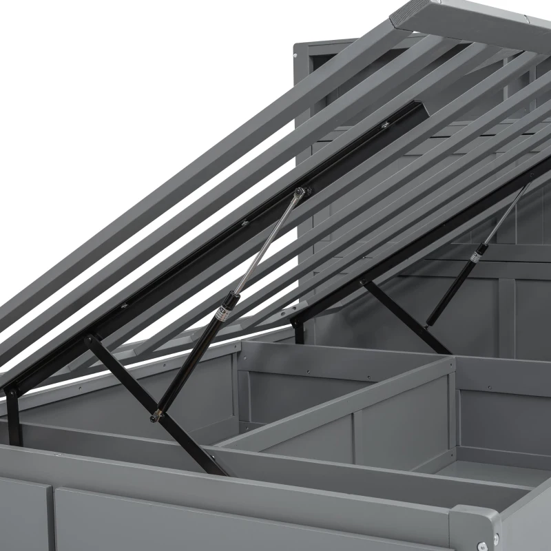 Wood Full Size Hydraulic Platform Bed with Storage LED Headboard, Charging Station, and 2 Drawers, 86" L x 56.5" W x 47" H, Gray