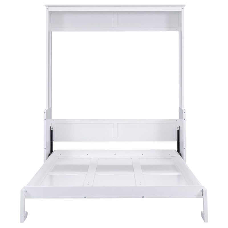 Space-Saving Design Queen Size Murphy Bed with Shelf, Solid Wood and MDF, 86" L x 69.5" W x 87" H, White