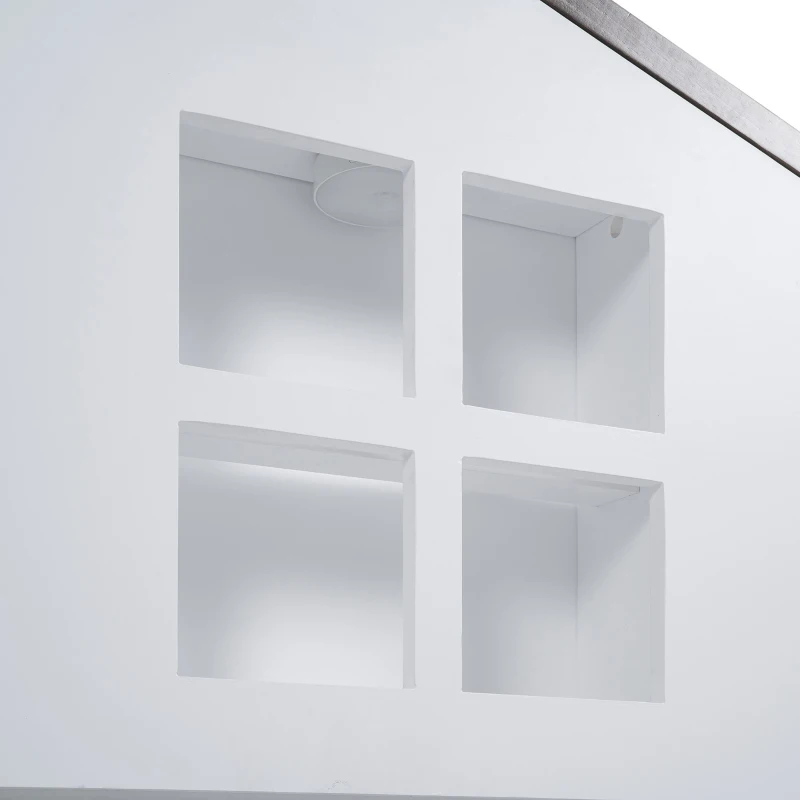 Full Size House Platform Bed with LED Lights, Multi-Storage, and Sturdy Pine Wood Construction, 87.5" L x 58.5" W x 39.5" H, White