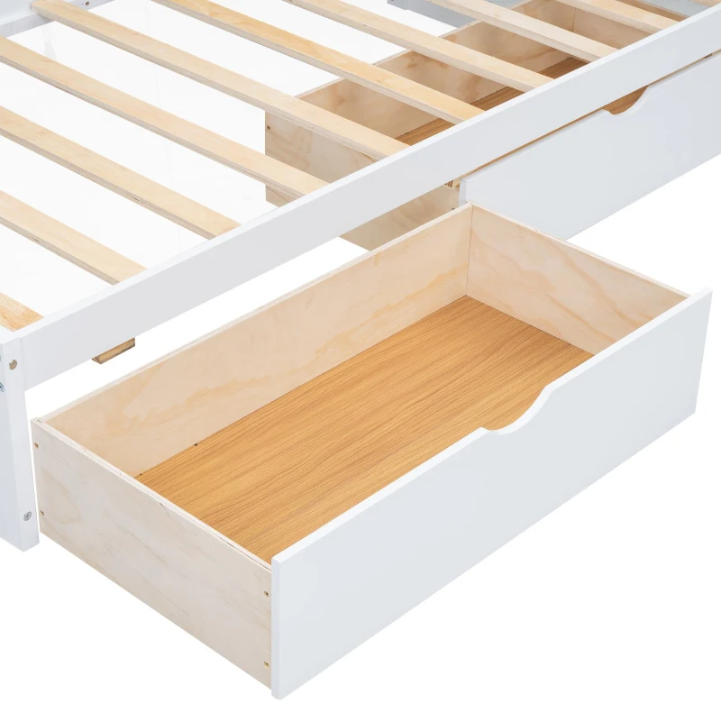 Vinsetto Twin Size Daybed with 2 Storage Drawers, Storage Cabinets, USB Ports, Solid Wood and MDF, 86" L x 51" W x 37.5" H, White