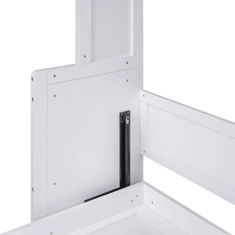 Space-Saving Design Queen Size Murphy Bed with Shelf, Solid Wood and MDF, 86" L x 69.5" W x 87" H, White