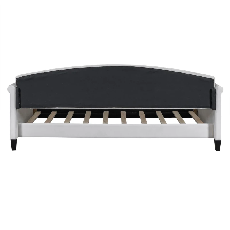 Modern Luxury Tufted Button Twin Size Upholstered Daybed with Foam Fill, Wood Supports, 80.5" L x 45.5" W x 34" H, Beige