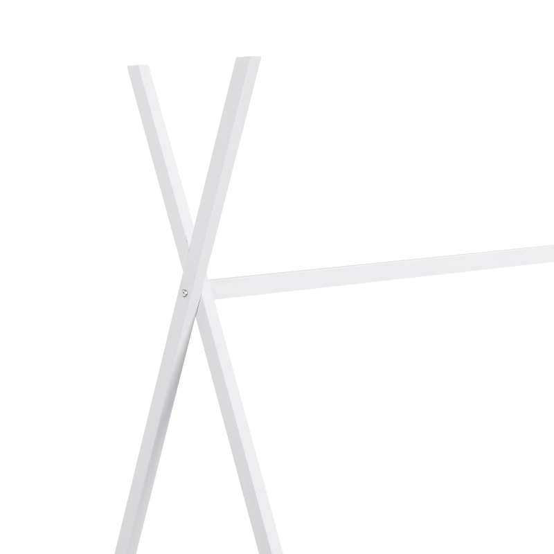 Metal Twin Size House Platform Bed with Triangle Structure, Sturdy Frame, and Safety Railings, 78" L x 41" W x 63" H, White