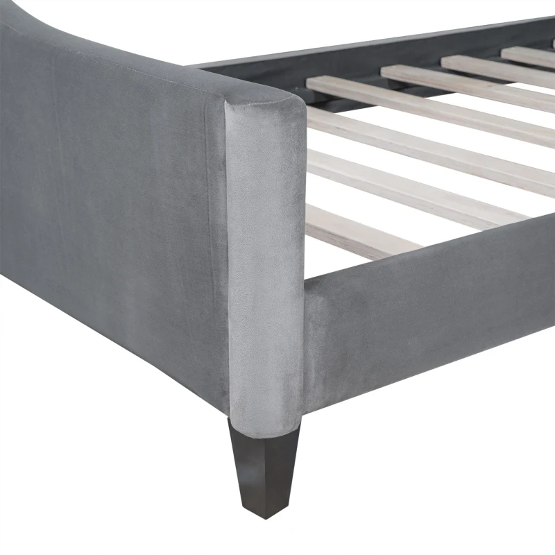 Modern Luxury Tufted Button Twin Size Upholstered Daybed Frame with Foam Padding, Wood Supports, 80.5" L x 45.5" W x 34" H, Gray