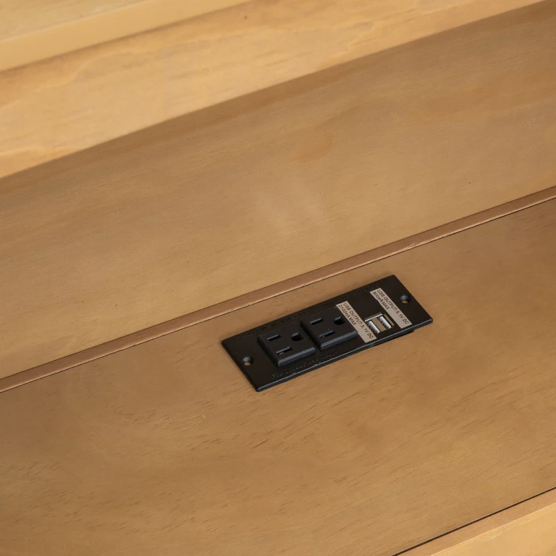 Twin Size Daybed with 2 Storage Drawers, Storage Cabinets, USB Ports, Solid Wood and MDF, 86" L x 51" W x 37.5" H, Wood