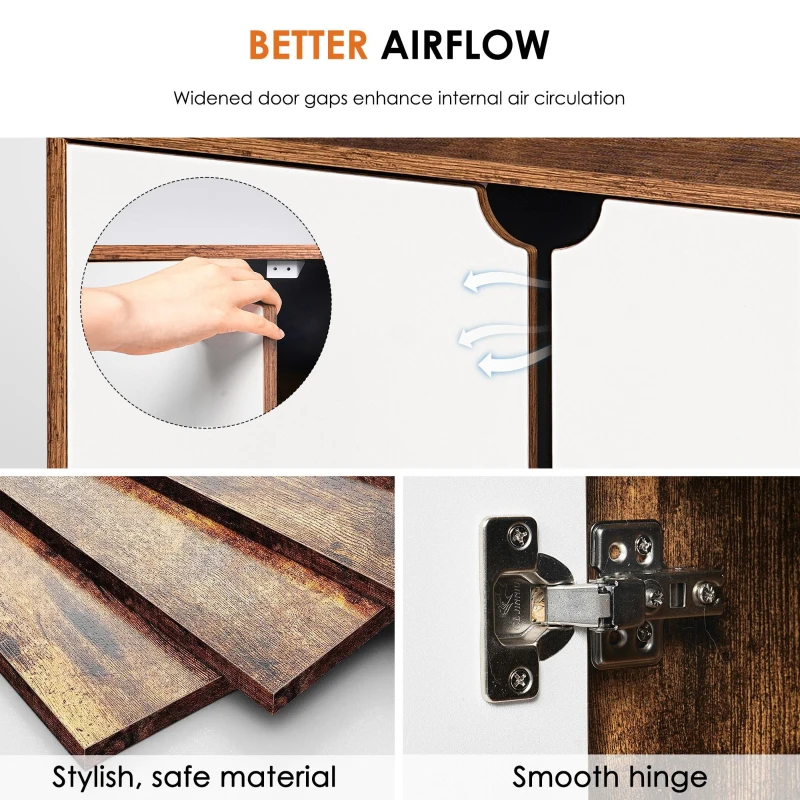 Cat Litter Box Enclosure with Double Doors, Fits Cats Under 16 lbs, Hidden Washroom Furniture Style, 31.5" L x 19" W x 19" H, White+Vintage