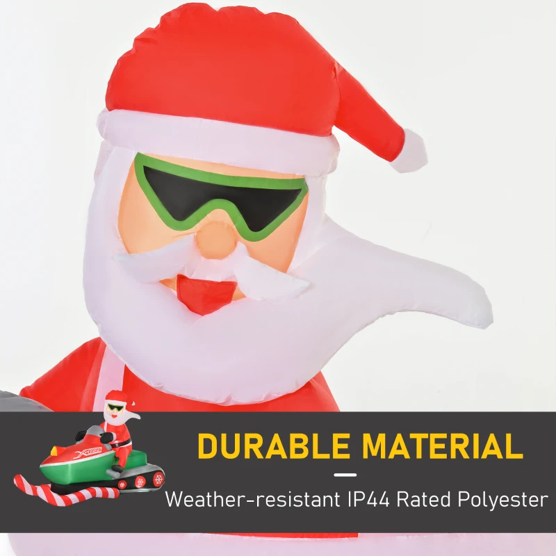 HOMCOM 7ft Christmas Inflatables Outdoor Decorations Santa Claus Driving a Snowmobile, Blow-Up Yard Christmas Decor with LED Lights Display