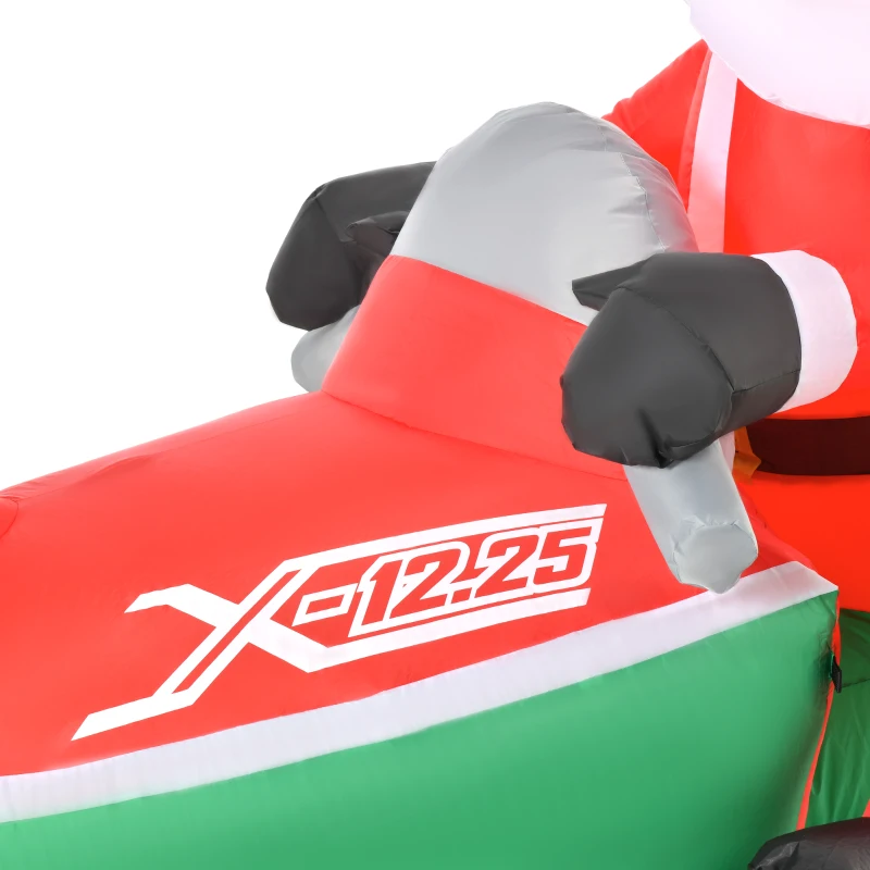 HOMCOM 7ft Christmas Inflatables Outdoor Decorations Santa Claus Driving a Snowmobile, Blow-Up Yard Christmas Decor with LED Lights Display