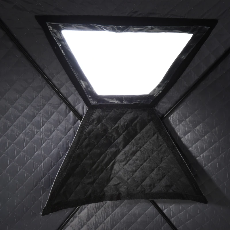 Outsunny 4-6 People Ice Fishing Tent Shelter, Pop-up Winter Tent for -40℃, Portable with Carry Bag, Zippered Door, Anchors, Oxford Fabric Build, 9.7ft