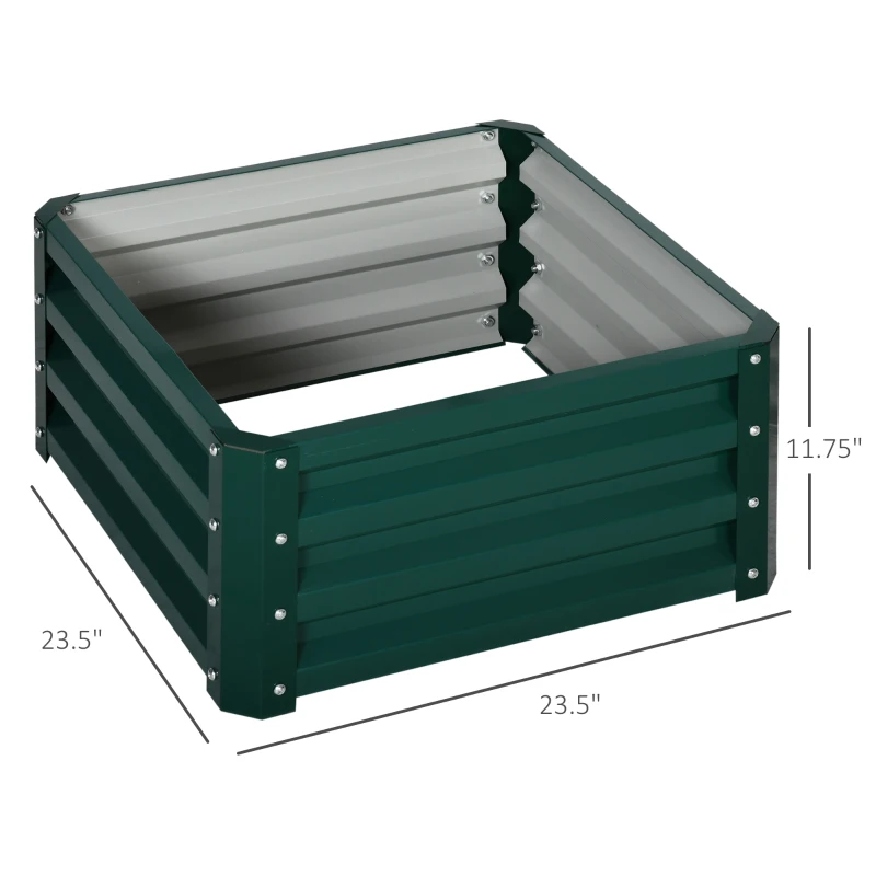 Outsunny Galvanized Raised Garden Bed, Set of 2 Metal Planter Box with Open Bottom, All-Weather Steel Frame, Rust-Resistant, Easy-to-assemble, for Growing Vegetables, Flowers, Green