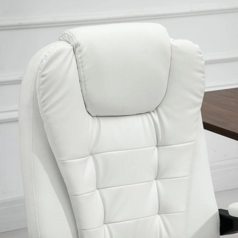 Vinsetto 7-Point Vibrating Massage Office Chair High Back Massaging Office Desk Chair with Lumbar Support, Footrest, White