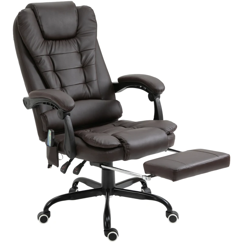 Vinsetto 7-Point Vibrating Massage Office Chair High Back Massaging Office Desk Chair with Lumbar Support, Footrest, Brown