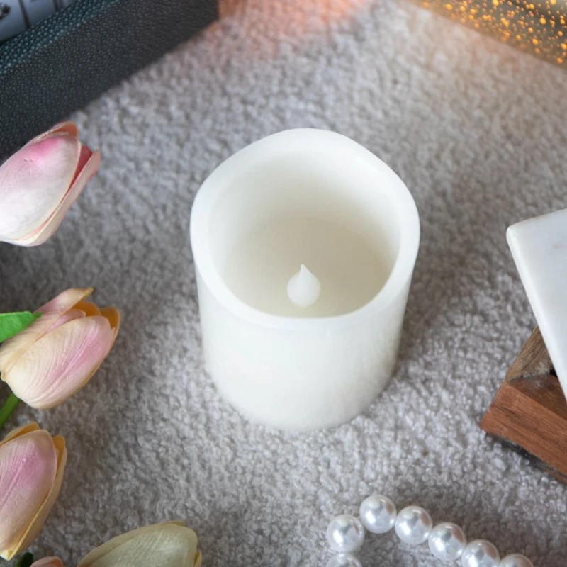 Set of 3 LED Candles with Remote Timer, Flameless Flickering Design, Paraffin Wax, Ivory