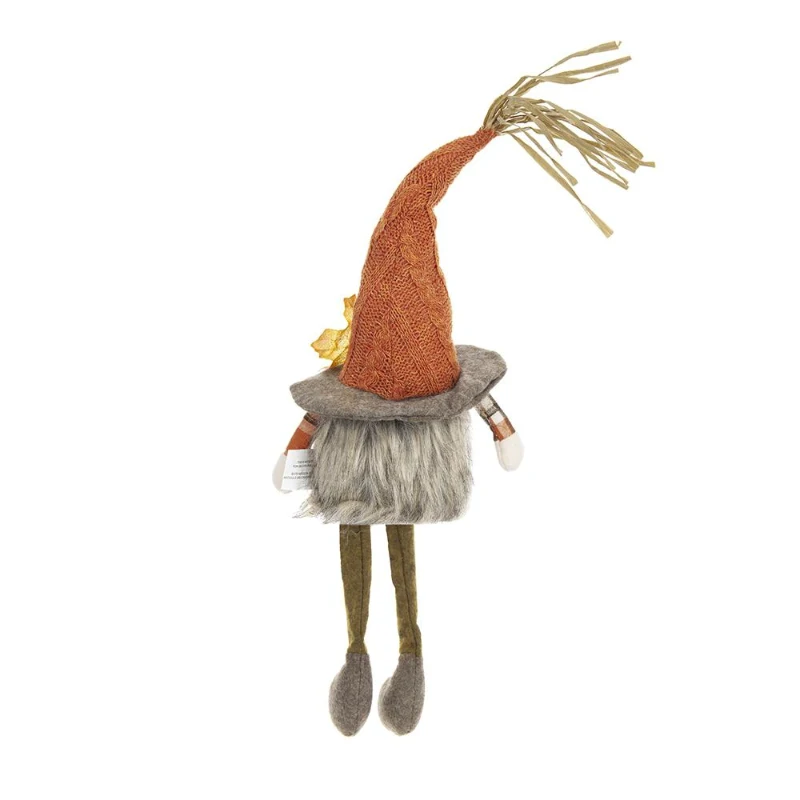 Set of 2 Fabric Sitting Gnomes with Maple Leaf Hat Table Decorations, Perfect Decor for Holiday Harvest and Thanksgiving, Orange Multicolor