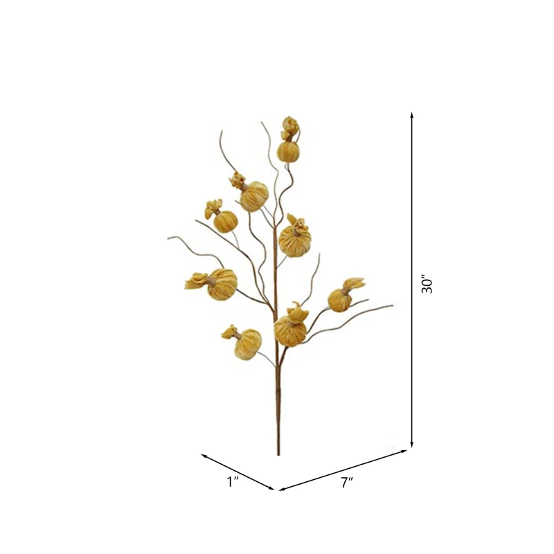 30" Set of 6 Rustic Accent Pumpkin Spray Botanicals Decor for Modern Farmhouse, Harvest Festival and Thanksgiving Table Decorations, Yellow