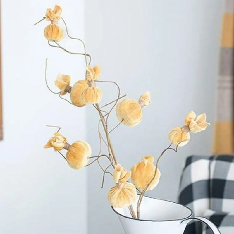 30" Set of 6 Rustic Accent Pumpkin Spray Botanicals Decor for Modern Farmhouse, Harvest Festival and Thanksgiving Table Decorations, Yellow