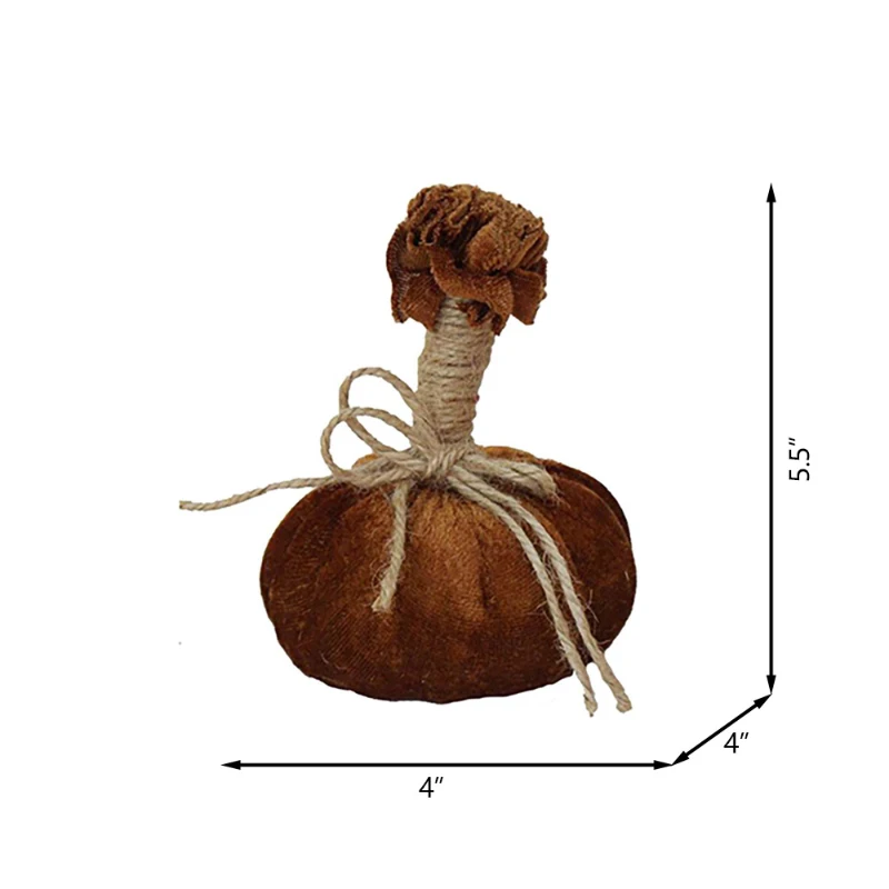 Set of 6 Small Pumpkin Ornaments with Lifelike Detailing and Jute Stem, Fall Decor for Holiday Harvest and Thanksgiving, Brown Multicolor