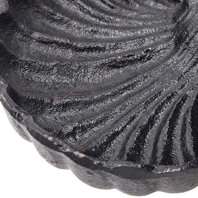 Victorian-Inspired Cast Iron Soap Dish with Mirror, Ornate Design, Calloped Edges, 6.5" L x 4" W x 8" H, Black