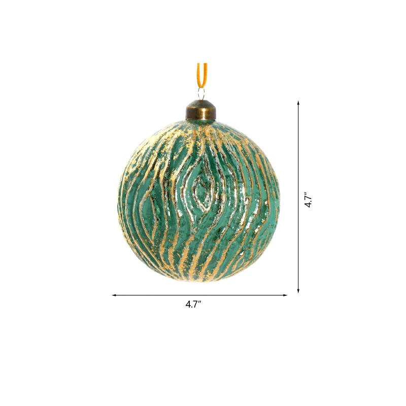 Set of 4 Glass Decorative Hanging Balls for Holiday Party Decorations, Christmas Ball Ornaments, 5" Diameter, Green