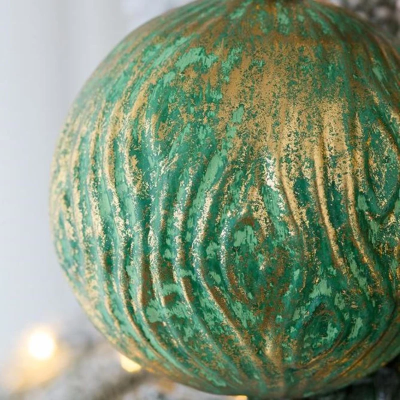 Set of 4 Glass Decorative Hanging Balls for Holiday Party Decorations, Christmas Ball Ornaments, 5" Diameter, Green