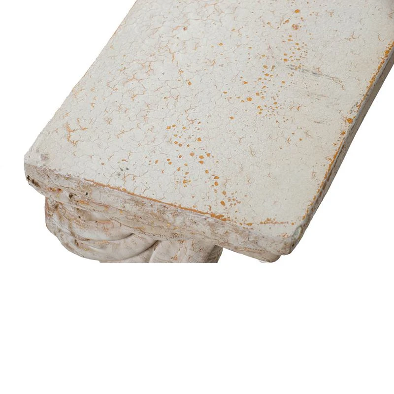 Antique Wall Shelf with Lavish Design and Aged Finish, Elegant Display for a luxurious master bathroom, 20.5" L x 5.5" W x 13" H, White