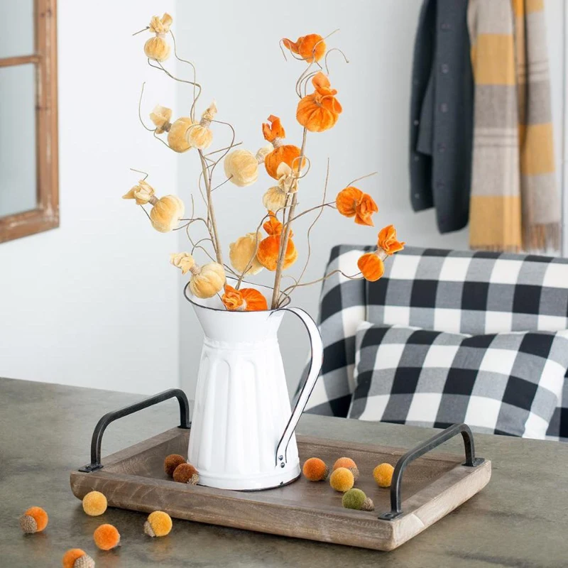 30" Set of 6 Rustic Accent Pumpkin Spray Botanicals Decor for Modern Farmhouse, Harvest Festival and Thanksgiving Table Decorations, Yellow