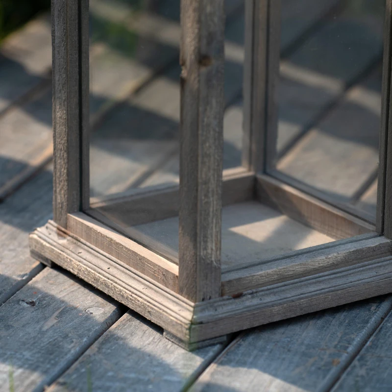 2 Wood and Glass Lantern Set with Elegant Design, Ideal for Home, Garden, or Wedding decor, Ivory