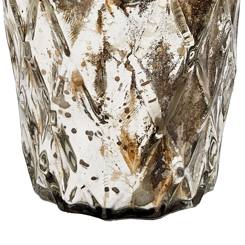 Set of 4 Scented Soy Wax Candles with Textured Glass Jars, Relaxing Earl Grey Scent, 50-Hour Burn Time, 3" L x 3" W x 3" H, Silver