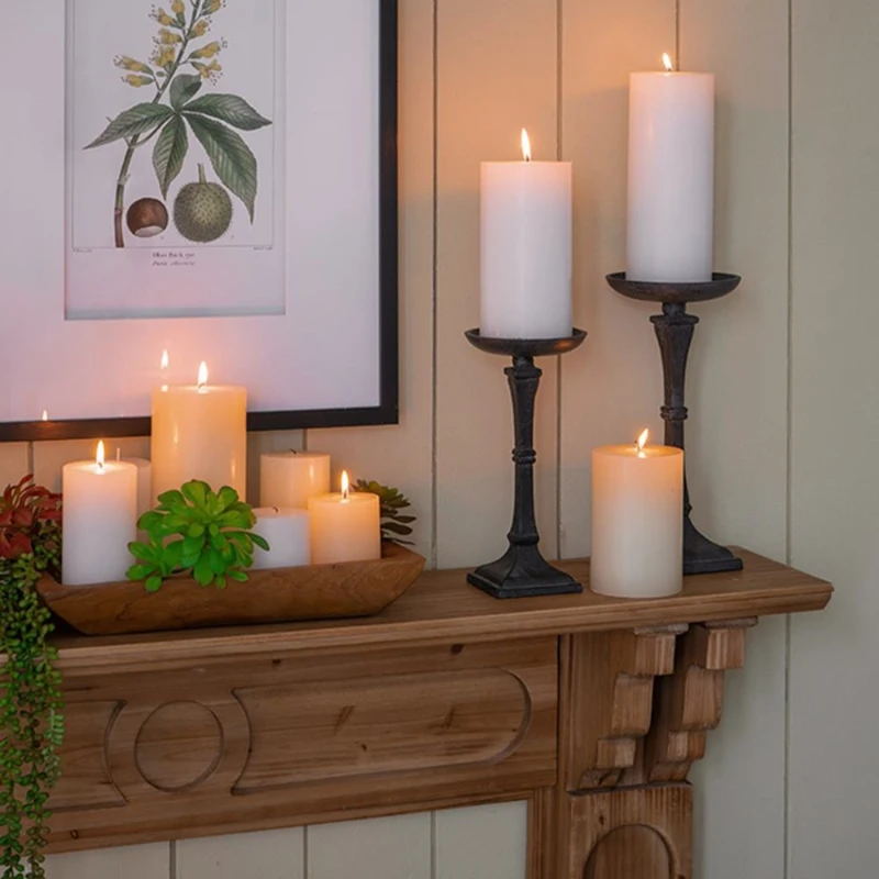 Set of 2 Eco-Friendly Unscented Soy Wax Pillar Candles, Biodegradable Decorations, 4" L x 4" W x 6" H, White