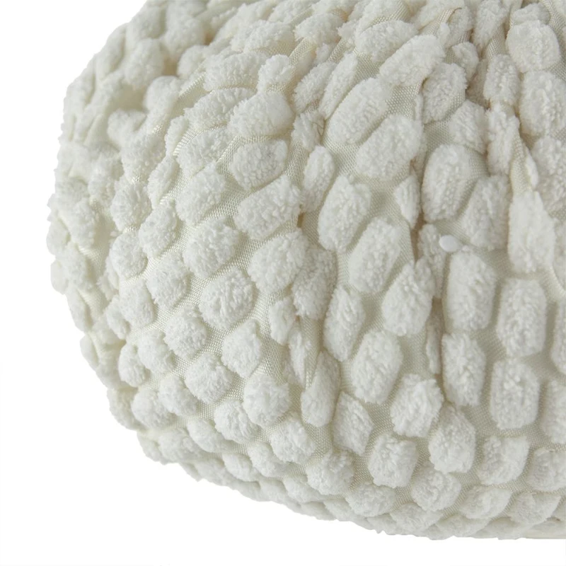 Set of 2 Chenille Weighted Pumpkin Ornaments, Holiday Harvest Festival Decor, 9" L x 8.5" W x 7" H, White