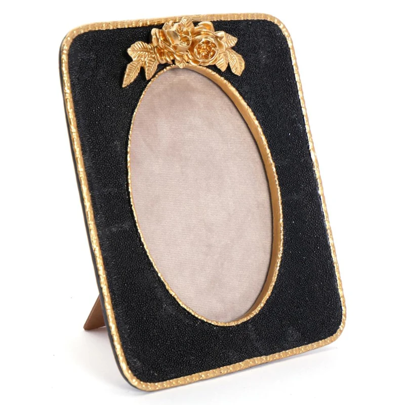 Polyresin Picture Frame Decor with Vintage Design, Photo Frame for Living Room or Bedroom, 8" L x 1" W x 9" H, Gold+Black