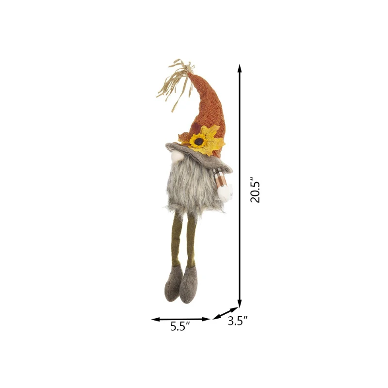 Set of 2 Fabric Sitting Gnomes with Maple Leaf Hat Table Decorations, Perfect Decor for Holiday Harvest and Thanksgiving, Orange Multicolor