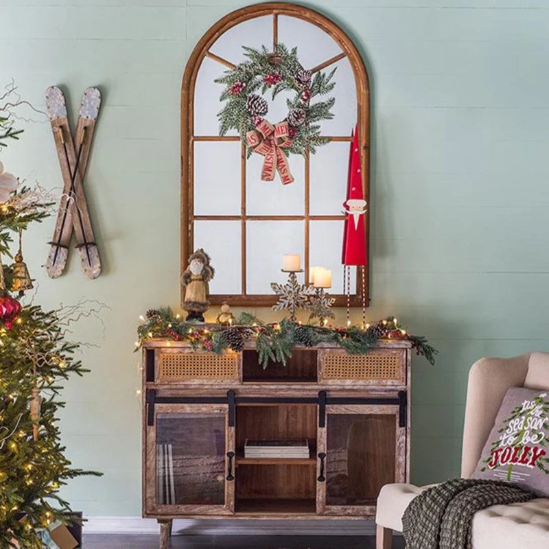 2 Piece Christmas Gnomes Decorations with Rustic Santa Design, Ceramic Holiday Table Ornaments, 4.5" L x 4" W x 14" H, Beige+White