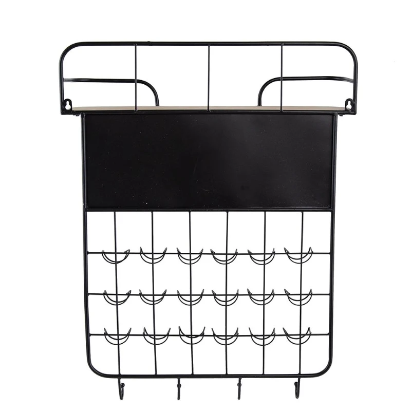 Floating Coffee Bar Shelf with Coffee Pod Holder, Hooks, and Storage Shelf, 23" L x 5.5" W x 29" H, Black