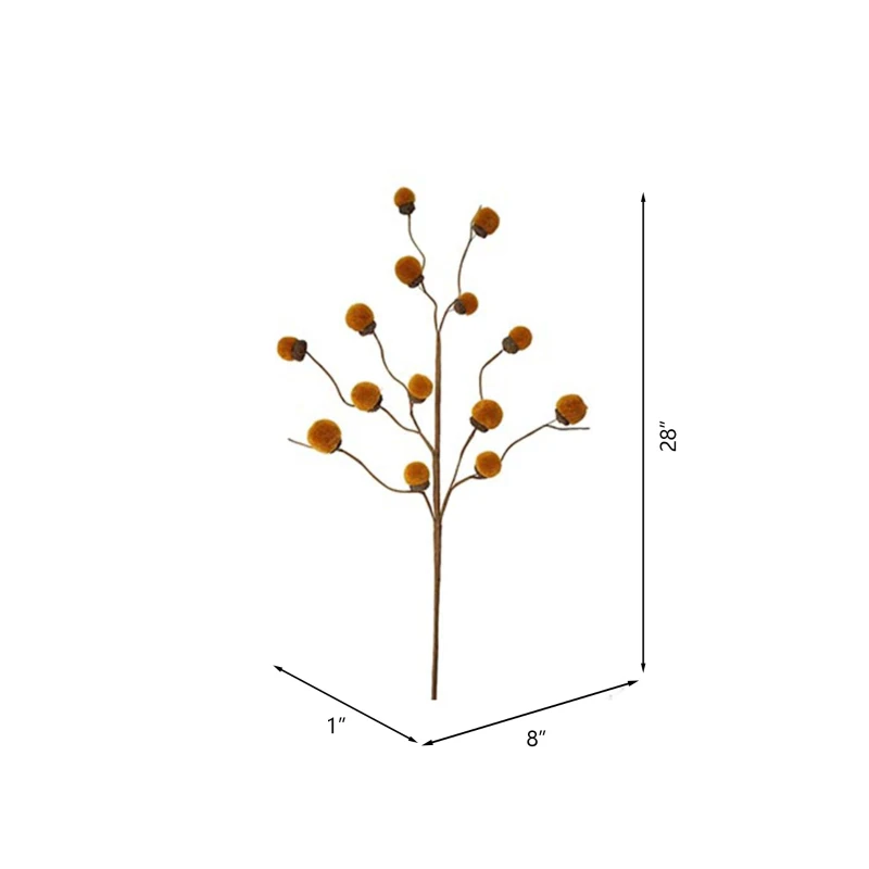 28" Set of 6 Acorn Spray Botanicals Decor for Harvest and Thanksgiving, Rustic Accent Table Decorations, Yellow