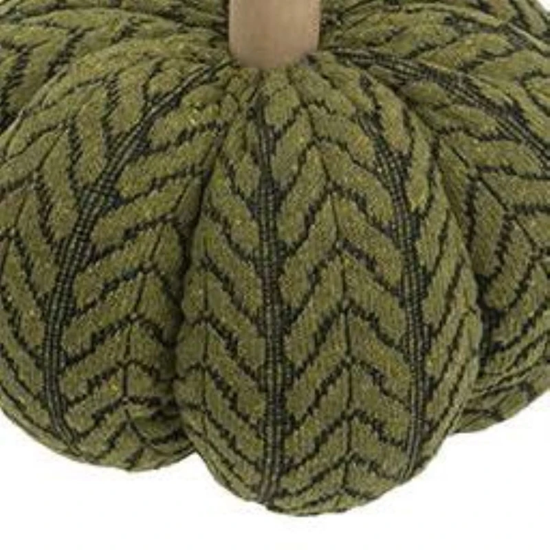 Set of 2 Fabric Pumpkin Ornaments, Holiday Decor for Fall Festival, Thanksgiving, 7" L x 7" W x 7" H, Green