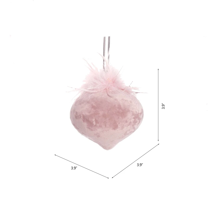 Set of 6 Christmas Ball Ornaments for Holiday Party Decorations, Glass Decorative Hanging Balls, 4" Diameter, Pink