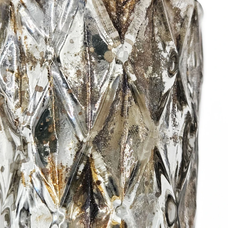 Set of 4 Scented Soy Wax Candles with Textured Glass Jars, Relaxing Earl Grey Scent, 50-Hour Burn Time, 3" L x 3" W x 3" H, Silver