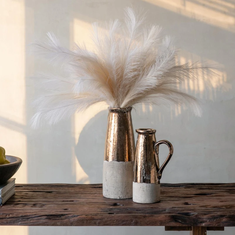 Ceramic Pitcher with Two-Toned Metallic Glaze, Ideal Decor for Vintage or Rustic, 7" L x 4.5" W x 11" H, Brown