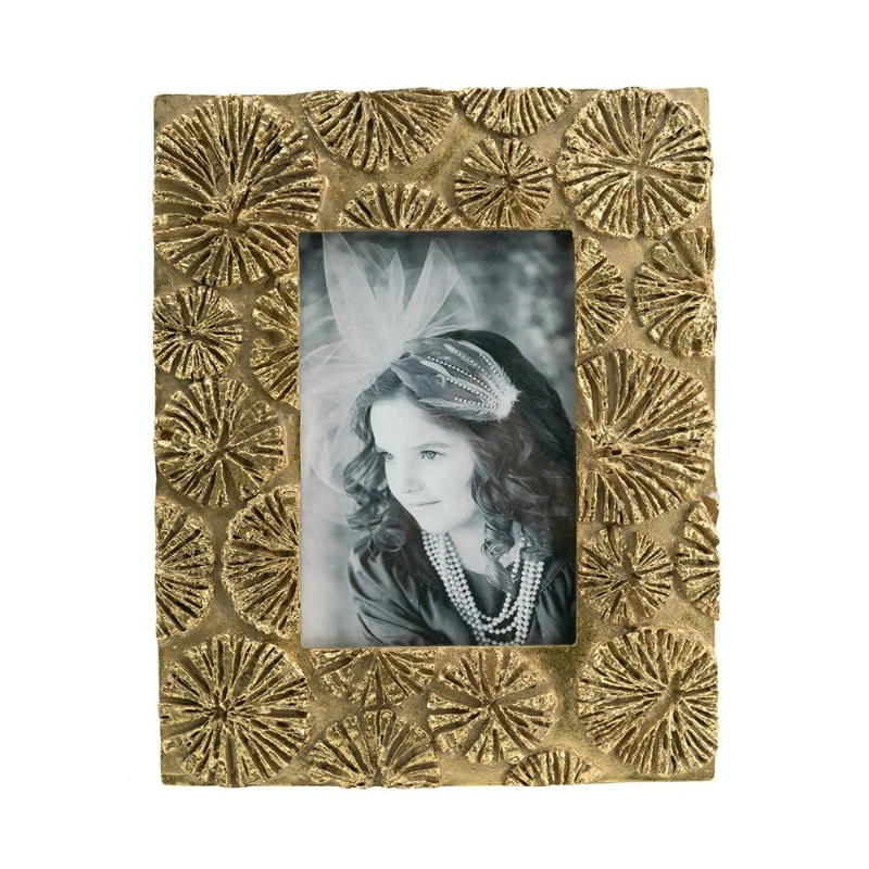 Set of 2 Vintage-Inspired Photo Frames with 4"x6" Opening, Resin and Stone Dust Construction, 7.5" L x 1" W x 9.5" H, Gold