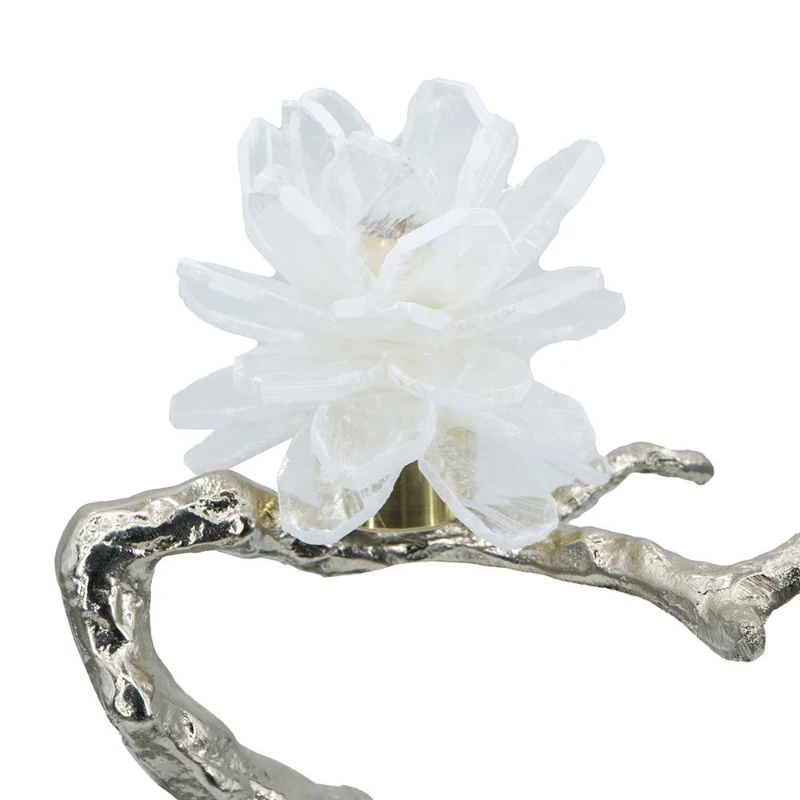 Aluminum Candle Holder with Marble Stand, Nature-Inspired Design, 24.5" L x 5" W x 10" H, Multicolor